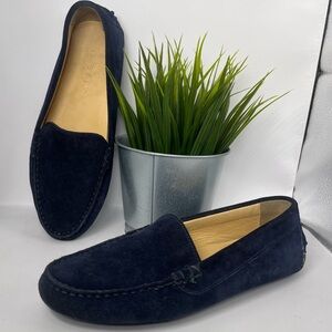 M. Gemi Felize Suede Leather Driving Loafers Navy‎ Blue Suede Size 36